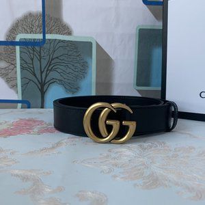 Leather belt with GG buckle